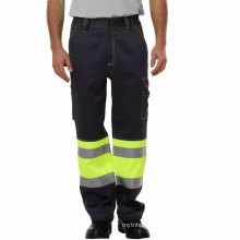 Warm Windproof Unisex Fluo Orange Yellow Work Pants with Reflective Tapes